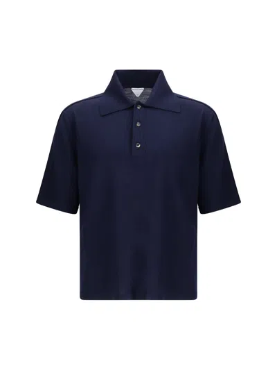 Bottega Veneta Chine Cotton Piquet Polo In Blue