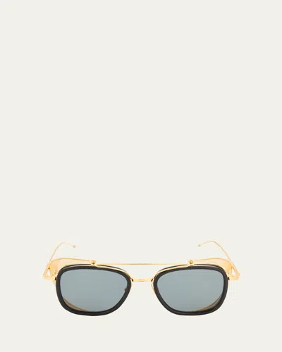 Thom Browne Men's Acetate And Titanium Rectangle Sunglasses With Side Shields In Gray