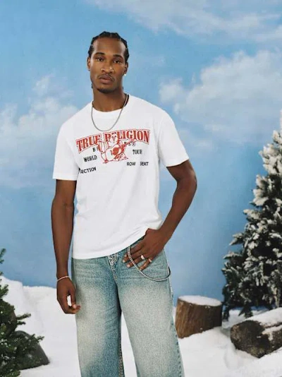 True Religion Men's Arched World Tour Logo T-shirt In White