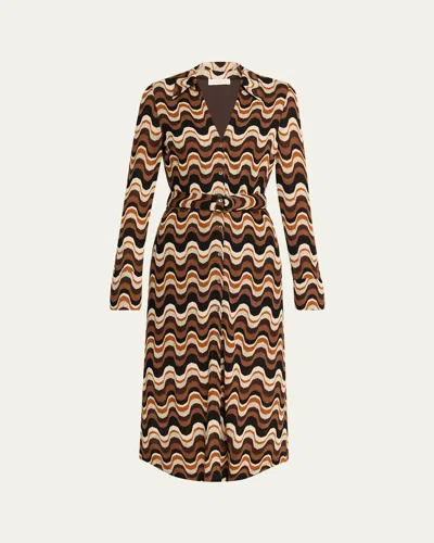 Ramy Brook Lydia Wavy Stripe Long Sleeve Sweater Shirtdress In Multi