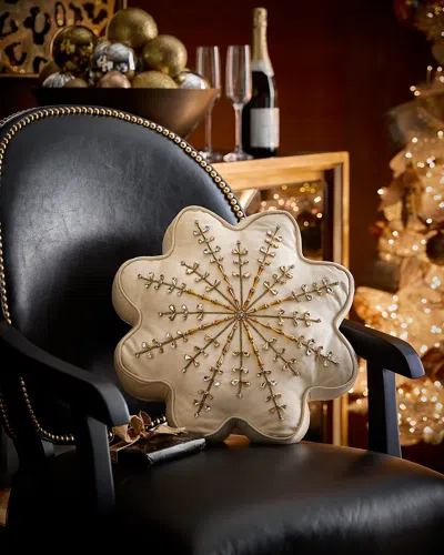 Neiman Marcus Snowflake Shaped Pillow, 16" In Neutral