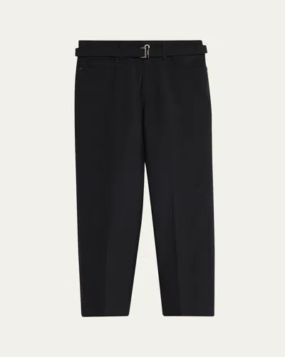 Sacai Men's Belted Poly-wool Suiting Pants In Black