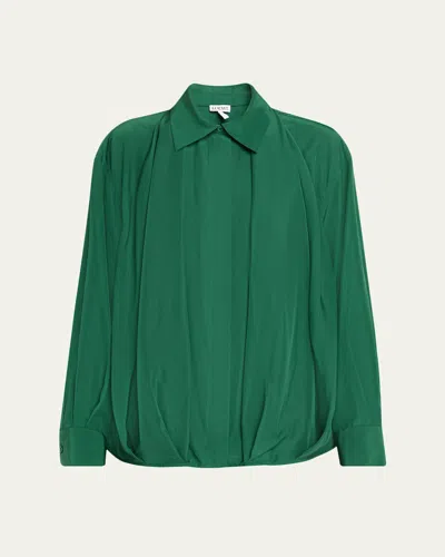 Loewe Charmeuse Balloon Button-down Shirt In Green