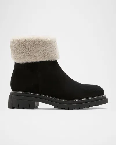 La Canadienne Dwayne Waterproof Genuine Shearling Cuff Bootie In Black