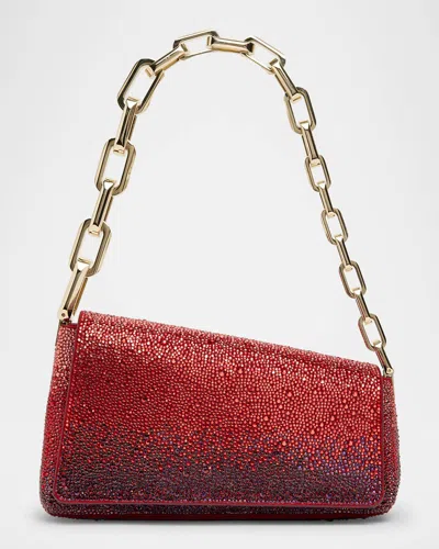 Christian Louboutin Degraclutch Asymmetric Ombre Strass Clutch Bag In Red
