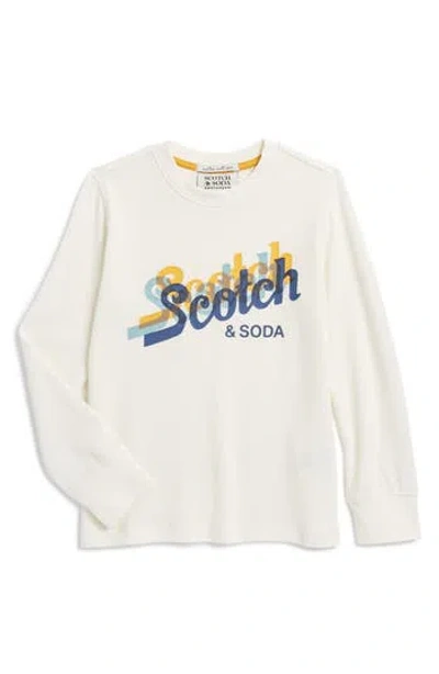 Scotch & Soda Big Boys Long Sleeve Thermal Graphic Tee In White