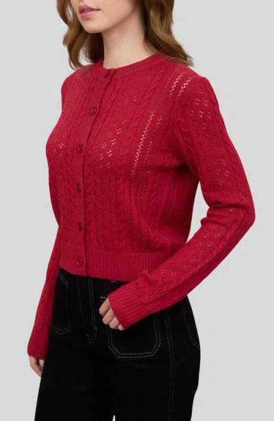 Blu Pepper Pointelle Cardigan In Red