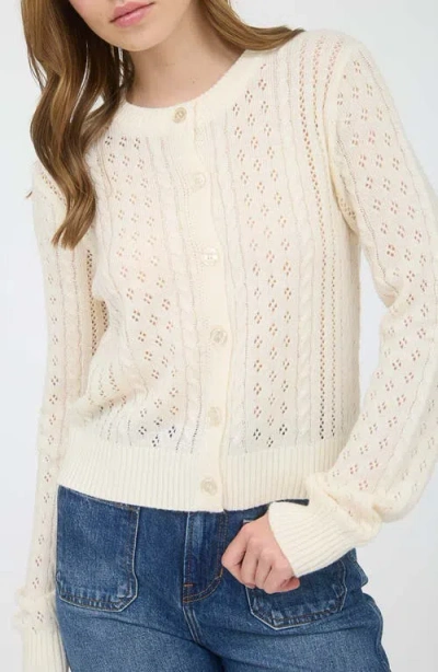 Blu Pepper Pointelle Cardigan In Neutral