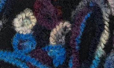 Marcus Adler Flower Print Knit Touchscreen Compatible Gloves In Black