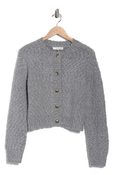Frame Button Front Wool Blend Crop Cardigan In Gray