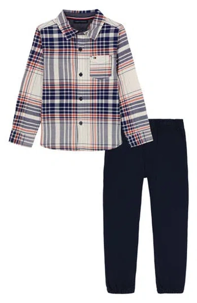 Tommy Hilfiger Kids' Woven Button-up & Pants Set In Multi