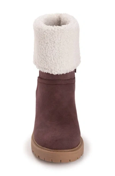 Muk Luks Womens Londyn Boot Stacked Heel Booties In Burgundy