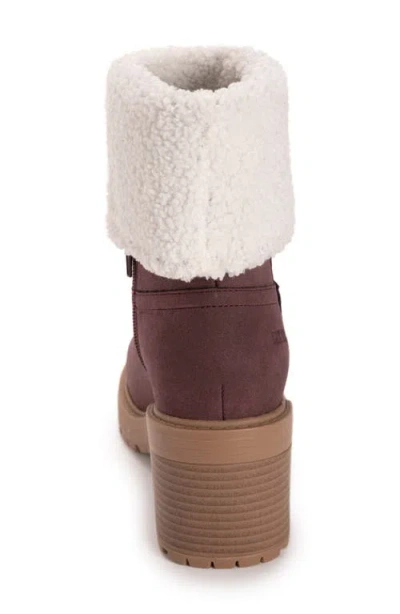 Muk Luks Womens Londyn Boot Stacked Heel Booties In Burgundy