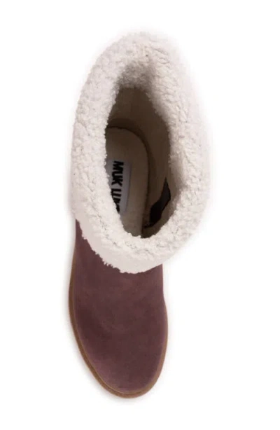 Muk Luks Womens Londyn Boot Stacked Heel Booties In Burgundy