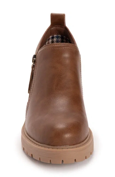 Muk Luks Lainey Side Zip Bootie In Brown