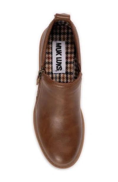 Muk Luks Lainey Side Zip Bootie In Brown
