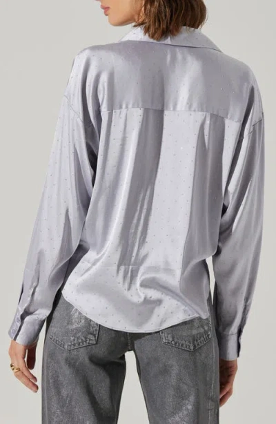 Astr The Label Sebio Crystal Embellished Button-up Shirt In Silver