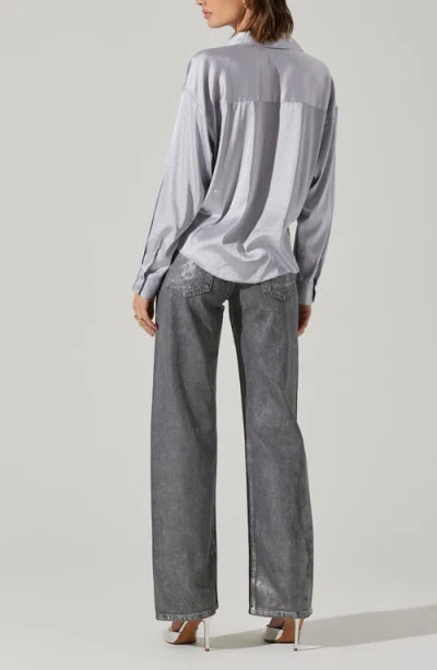 Astr The Label Sebio Crystal Embellished Button-up Shirt In Silver