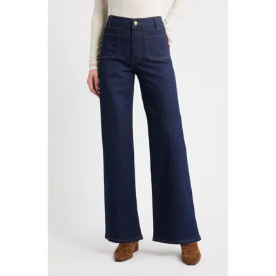 Frame Women's The Anchor High-rise Wide Jeans In Navy Raw Fray In Blue