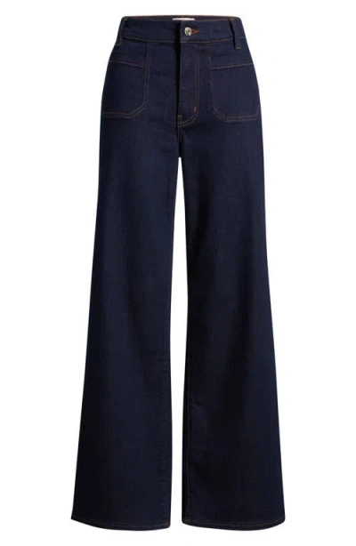 Frame Women's The Anchor High-rise Wide Jeans In Navy Raw Fray In Blue