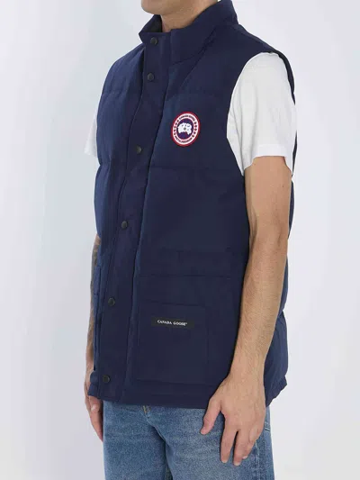 Canada Goose Charcoal Polyester Blend Freestyle Sleeveless Down Jacket In Blue
