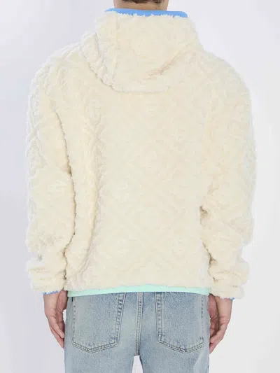 Casablanca Men Beige Jacket With All-over Monogram And Fixed Hood In Fabric Man In Neutral