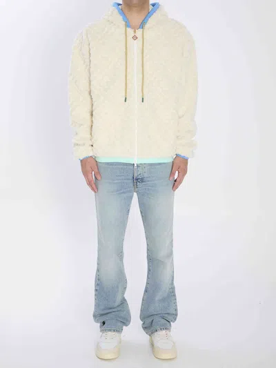Casablanca Men Beige Jacket With All-over Monogram And Fixed Hood In Fabric Man In Neutral