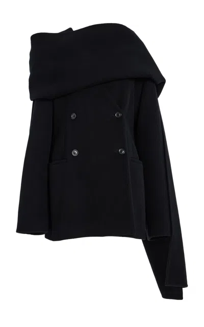 Another Tomorrow Recycled Cashmere Short Coat In Black