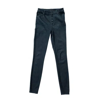 Circular Path Black Button Fly Skinny Jean In Blue