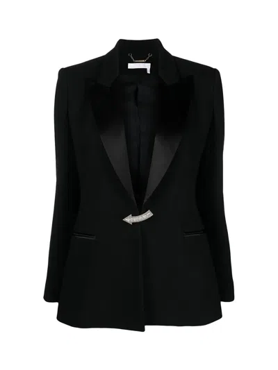 Chloé Embellished Tuxedo Jacket Black Size 6 100% Virgin Wool