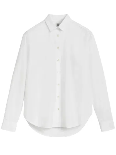 Totême Toteme Logo Embroidered Cotton Shirt