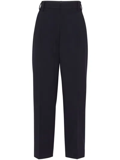 Brunello Cucinelli Women Slouchy Tapered Trousers Blue In Black