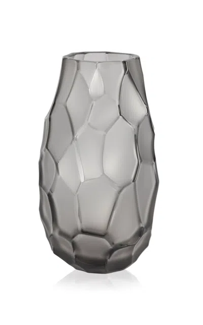 Lalique Small Silex Crystal Vase In Gray