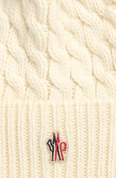 Moncler Ivory Virgin Wool Hat With Pompom In White