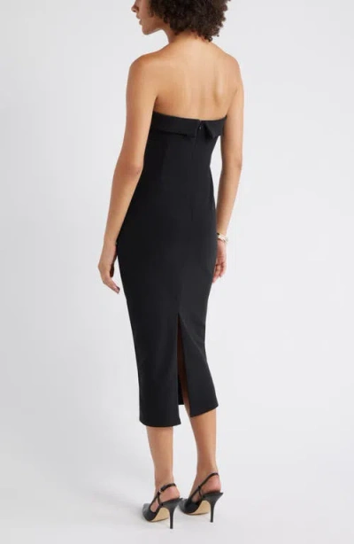 Open Edit Strapless Crepe Midi Dress In Black