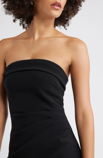 Open Edit Strapless Crepe Midi Dress In Black
