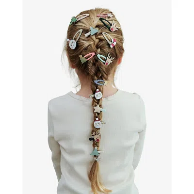 Mimi & Lula Ti Santa And Rudolph Set Of Eight Hair Clips In Multi