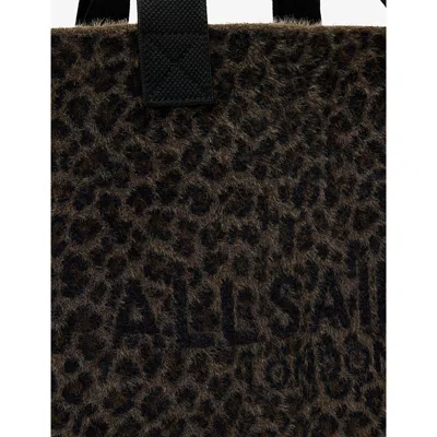 Allsaints Womens Leopard Brown Izzy Leopard Large Woven Tot In Brown