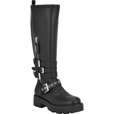 Guess Yanika Lug Sole Tall Boot In Black