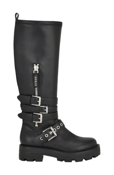 Guess Yanika Lug Sole Tall Boot In Black