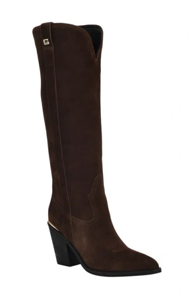 Guess Women's Sashan Knee-high Topstitched Western Boots In Brown