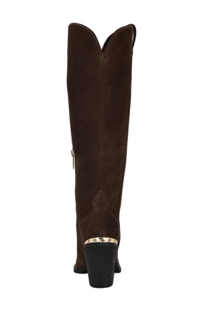 Guess Women's Sashan Knee-high Topstitched Western Boots In Brown