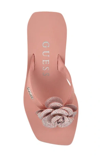 Guess Women's Damani Rhinestone Flower Eva Platform Wedge Sandals In Pink