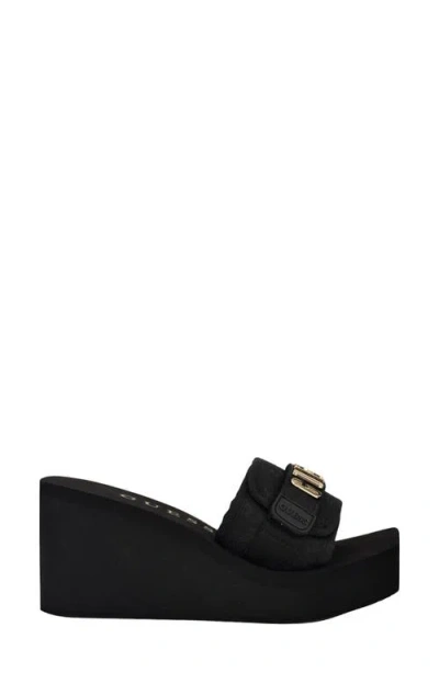 Guess Dellean Platform Wedge Sandal In Black
