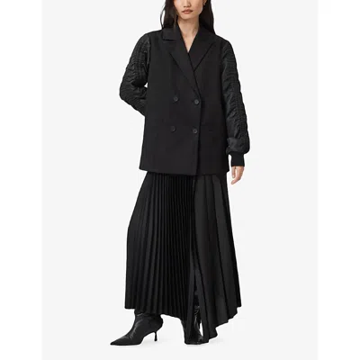 Allsaints Womens Black Lorna Cotton And Shell Blazer Jacket