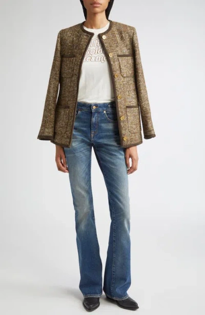 Golden Goose Coffee-colored Wool Tweed Jacket In Brown