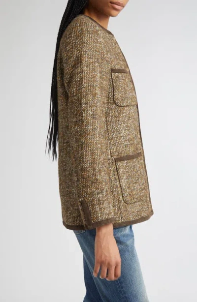 Golden Goose Coffee-colored Wool Tweed Jacket In Brown