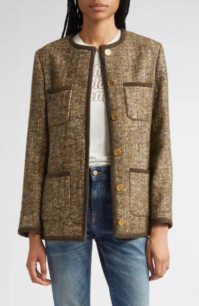 Golden Goose Coffee-colored Wool Tweed Jacket In Brown