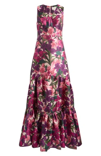 Sachin & Babi Rori Floral Sleeveless Mikado Gown In Multi