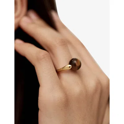 Monica Vinader X Kate Young Semiprecious Stone Ring In Brown